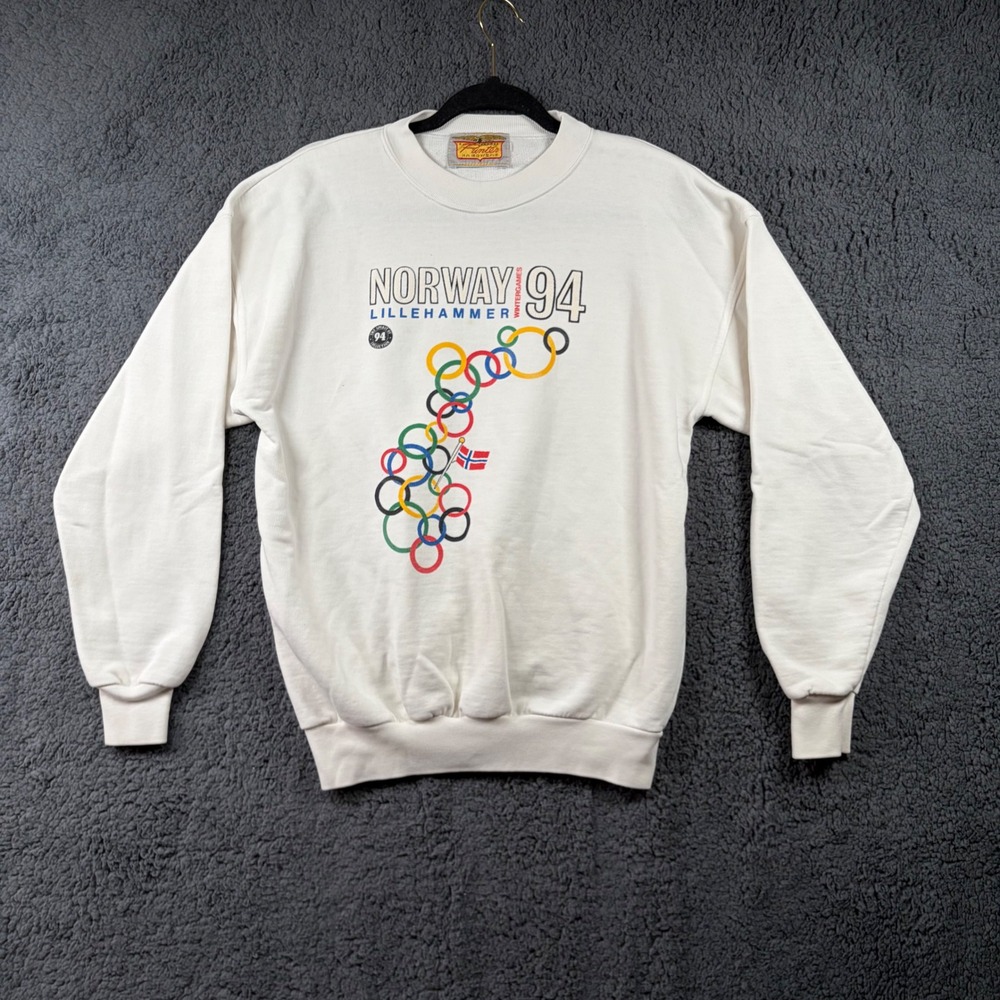 Vintage Printer 1994 Lillehammer Norway Winter Olympics Sweatshirt White Mens L